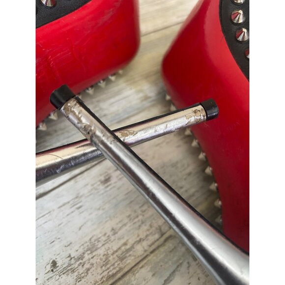 Christian Louboutin Dorispiky Black Leather Spiked Pumps Sz 7.5 with COA -No Box - Picture 10 of 16